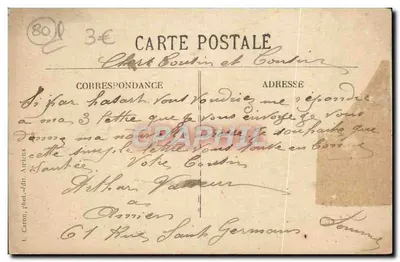 Amiens — Katedra, widok z góry — Wydawca L. Caron, fotograf i wydawca Amiens, nr 125 — Rewers