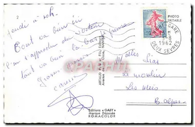 Niort — widok panoramowy z katedrą, wieżą, ratuszem i ogrodem Brèche — La Mathoïse — wydawca Gaby, nr 2 — Rewers