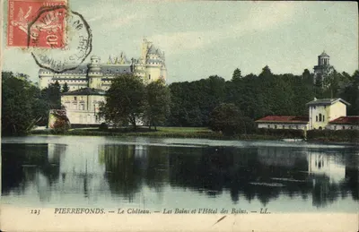 Stara pocztówka Pierrefonds Zamek Bains i Hotel Bains
