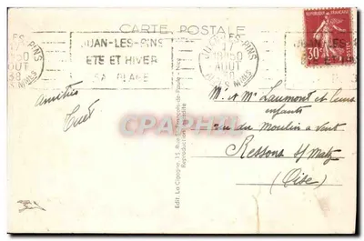 Juan-les-Pins — Le Boulevard du Soleil et la Plage — Éditeur MOUARD — Rückseite