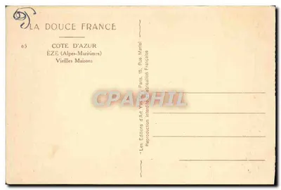 Ruela pavimentada em Éze — Alpes-Maritimes — Editor La Douce France, n°65 — Verso