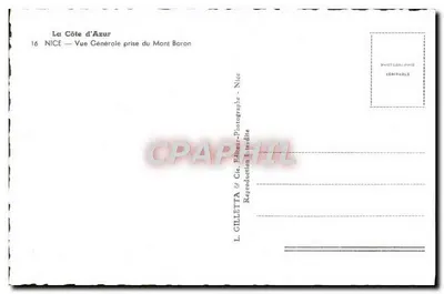 Vista generale della Costa Azzurra — scatto del Mont Boron — L. Gilletta & Cie, Nizza — Verso