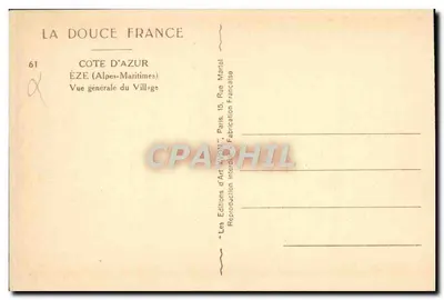 Éze (Alpes-Maritimes) — Vista geral do Village — Edições d'Art YVON — Verso