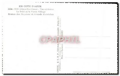 Eze (Alpes-Maritimes) — Widok z lotu mostu i starego miasteczka — Cheff & Aumaire, Paryż — Rewers