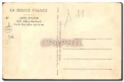 Éze — Velha Rua cortada na rocha — As Edições de Arte Yvon, Paris — Verso
