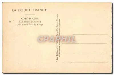 Eze (Alpes-Maritimes) — Stara ulica wioski — Éditions d'Art Yvon, Paryż — Rewers