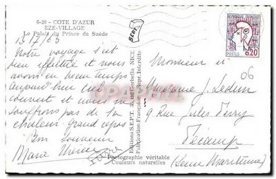Eze-Village — Pałac Princesy Szwecji — Éditions Septembre — Rewers