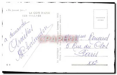 Eze-Village — La Côte d'Azur — Wydawnictwo Photoguy, 47, Bulwar Gambetta, Nice — Rewers