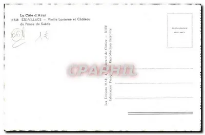 Éze-Village — Stara latarnia i Zamek Princesa Szwecji — Wydawnictwo MAR, 4, Bulwar Cimiez — Nice — Rewers