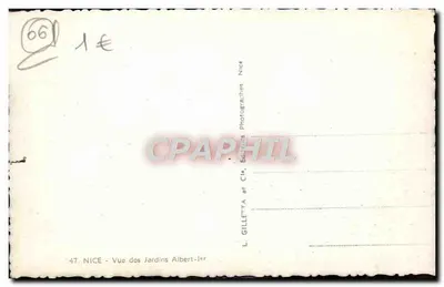 Nice - Widok ogrodów Albert-ler — L. GILLETTA i Cie, Fotografowie, Nice — Rewers