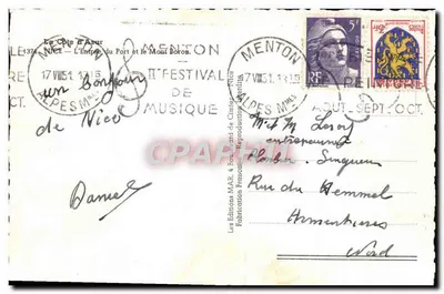 Wejście do Portu i Góra Boron — Menton — Wydawnictwo M.A.R. — Rewers