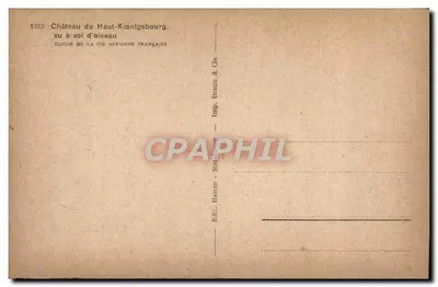 Zamek Haut-Königsbourg — widok z lotu ptaka — zdjęcie firmy Aérienne Française — Rewers