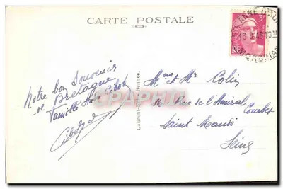 Saint-Pierre-Quiberon — Port-Blanc — Roche Percée i Pointe de l’Observatoire — wydawca Laurent-Né, n° 3629 bis — Rewers