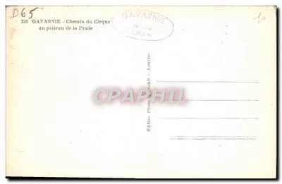 Gavarnie — Caminho do Circo ao plateau da Prade — Edição Photo Lourdeault — Verso