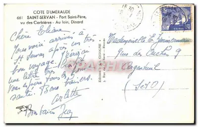 Saint-Servan - Port Saint-Père, widok z Corbières - Dinard — Wydawnictwo La Cigogne, n°661 — Rewers