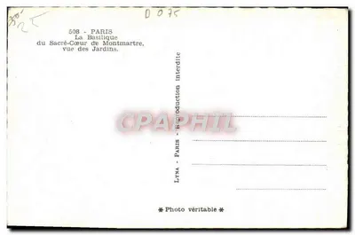 Basílica del Sagrado Corazón de Montmartre — vista de los Jardines — Lyna, París, n.º 508 — Reverso