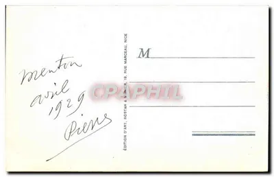 Menton - El Casino Municipal — editor Rostan & Wainer, Niza, n.º 421 — Reverso