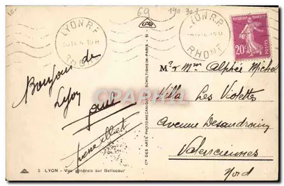 LYON — Ogólny widok z Bellecour — Spółka Sztuki Fotomechanicznej — Rewers