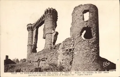 La Potence-d'Allegre (Haute-Loire) — Ruínas do castelo do século XIV — Aspecto Sudeste — Editor Elm, n° 7633