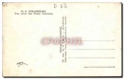 Strasbourg — Widok z mostów zamkniętych — Wydawnictwo CIGOGNE — Rewers