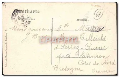 Ewangelicka świątynia garnizonu — Strasbourg — wydawca Felix Laub, numer serii nie widoczny — Rewers