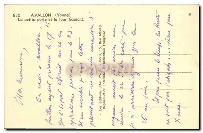 Avallon (Yonne) — La pequeña puerta y la torre Gaujard — Les Éditions d'Art Yvonne — Reverso