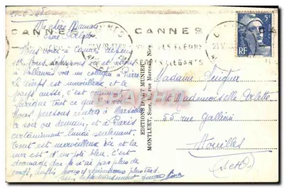 Cannes - Vista panorâmica da Croisette — Éditions D'Art Munier, n° 224 — Verso