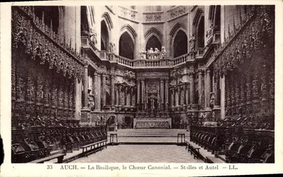 Auch — The Basilica, the Canonical Choir — Stalls and Altar — LL.
