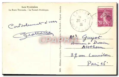 O túnel de Aubisque — Os Pirineus — Éditions Artistiques Raymond Berquin, n° 8604 — Verso