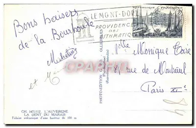 La Dent du Marais o Saut de la Pucelle — Leyenda de Chambon — Photo-Edición G. O. Ollier — Reverso