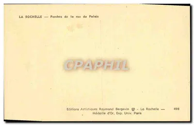 La Rochelle — Wjazdy ulicy Palais — Wydawnictwo Artystyczne Raymond Bergevin, nr 498 — Rewers