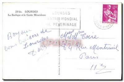 Lourdes — A Basílica e a Gruta Milagrosa — Edição P. Doucet — Verso