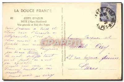 Vista generale di Nizza e Baia degli Angeli — Les Éditions d'Art Yvon, n°82 — Verso
