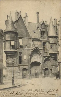 Bilhete postal antigo Paris L'Hotel de Sens