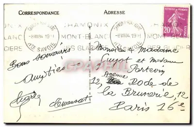 Chamonix-Mont-Blanc — Kolej Montenvers — Aiguille du Dru — LI. — n°73 — Rewers