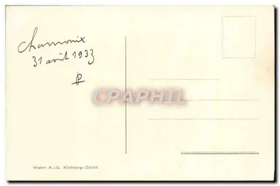 Chamonix i łańcuch Alp Masywu Śnieżnego — widok panoramiczny — wydawca Wehrli A.-G. Kilchberg-Zürich, nr 14129 — Rewers