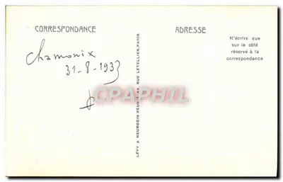 Les Aiguilles de Chamonix-Mont-Blanc — widok alpejski — wydawca ND — Rewers