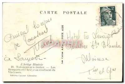 Tarascon-sur-Ariège — Os Muros e o Ariège no encontro do Vicdessos — Les Cartes A. Paix-FouX ALBI — Verso