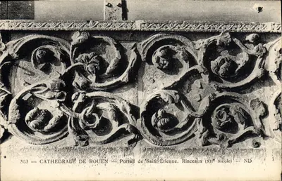 Cathédrale de Rouen — Portail de Saint-Étienne. Rinceaux (XIIe siècle) — ND