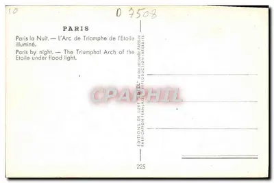 Paris — O Arco do Triunfo da Estrela iluminado — Estel — Verso