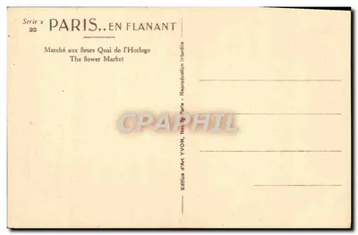 Paris — Marché aux fleurs Quai de l'Horloge — Édition d'Art YVON — Rewers