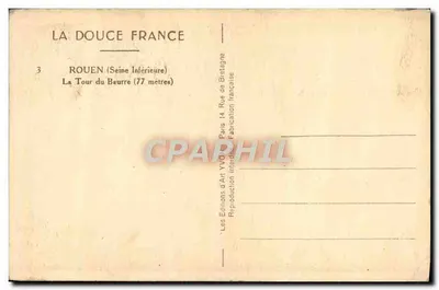 CPA Rouen La Tour Du Beurre — Verso