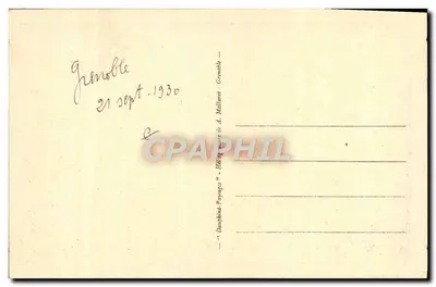 Grenoble — Vista geral e as Alpes — editor Dauphink, n° 10.501 — Verso