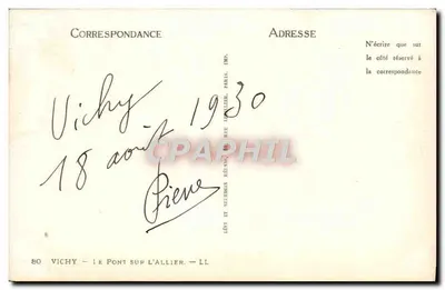 Vichy — O Ponte sobre o Allier — editor Lévy e Neurbein, n°80 — Verso