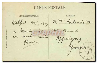 Belfort - O Castelo e o Leão — Edição K. Mayer, 40, rue de France, Belfort — Verso
