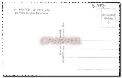 Menton — Stare Miasto — Plaża Quai Bonaparte — Wydawnictwo D'Art Munier, Nice — Rewers