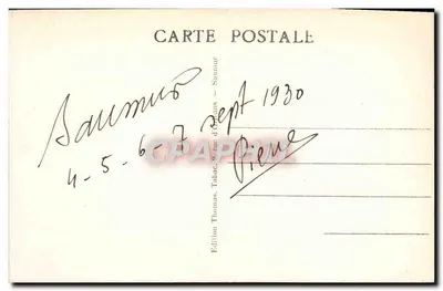 Saumur — Zamek w Saumurze (Zamek historyczny) — Strona południowa — Wydawnictwo Thomas, 6 rue d'Orléans — Rewers