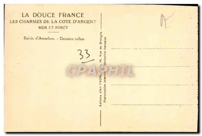 Bassin d'Arcachon — Ostatnie odbicia — Wydawnictwo Sztuki YVON, 14 Rue de Brétagne — Rewers