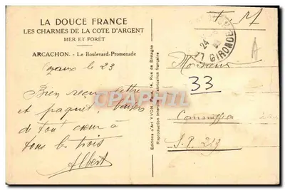 Arcachon — Le Boulevard-Promenade — Éditions d'Art YVON, Paris — Rewers