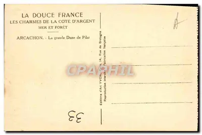 Wielka Płaskowyż Pilat — Arcachon — Wydawnictwo Sztuki Yvon, Paryż — Rewers